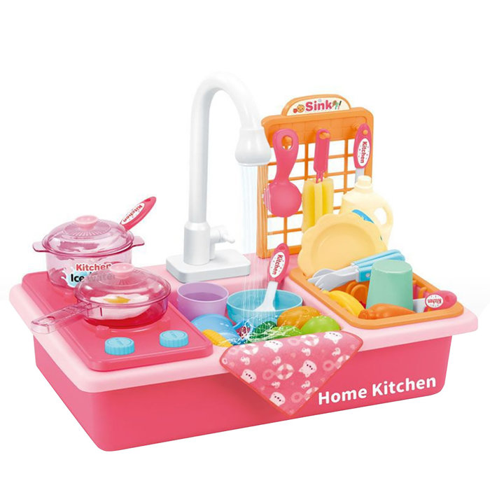 wHo Kitchen Sets Dishwasher Play Kitchen Toy With Electric Water Wash